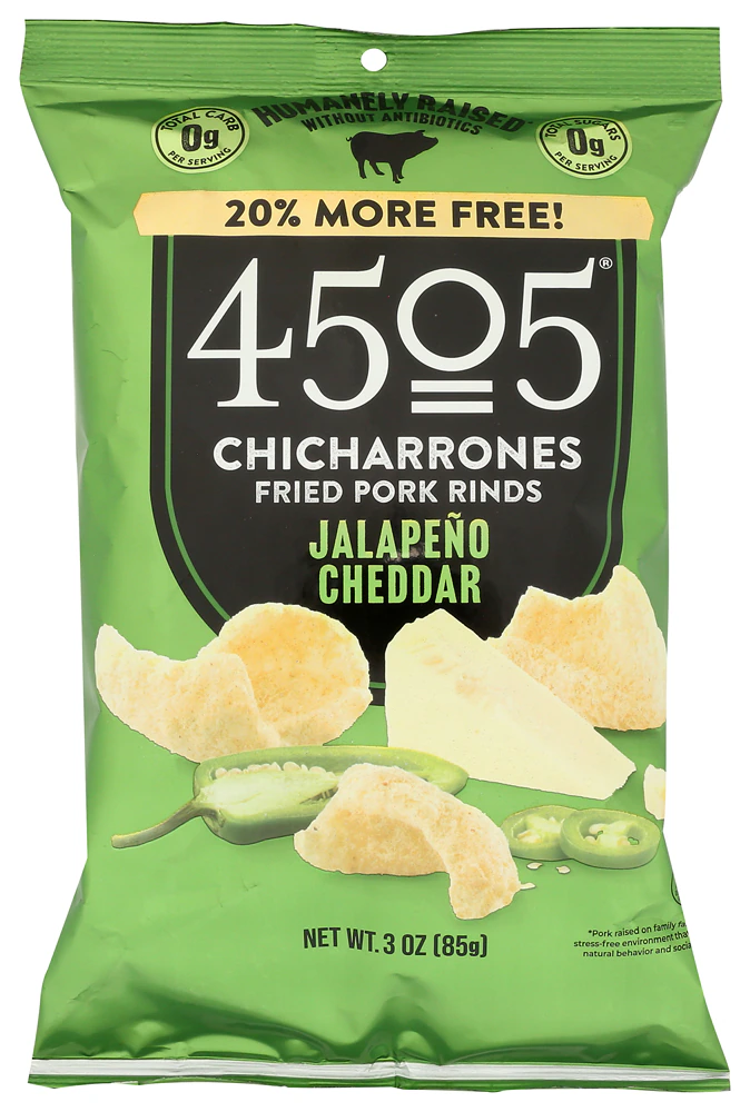 4505 Chicharrones Fried Pork Rinds Jalapeno Cheddar -- 3 oz