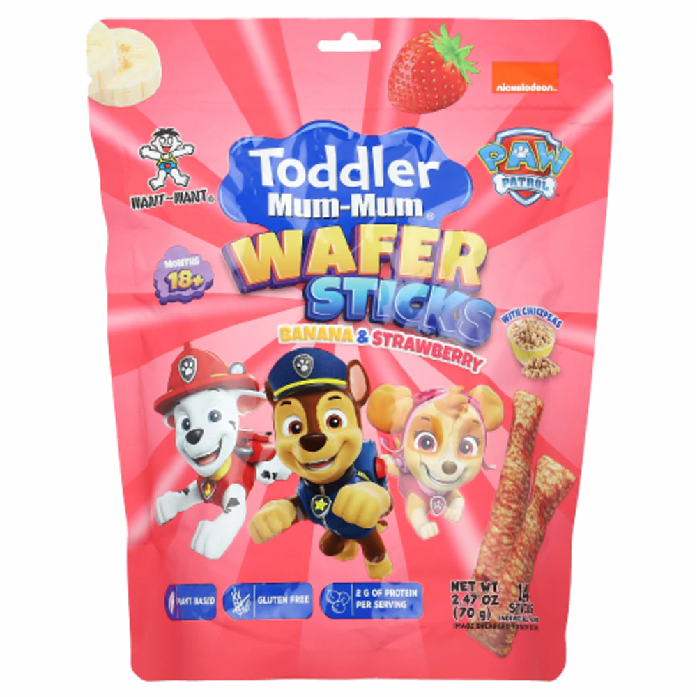 Mum-Mum Toddler Paw Patrol Wafer Sticks Banana & Strawberry -- 2.47 oz