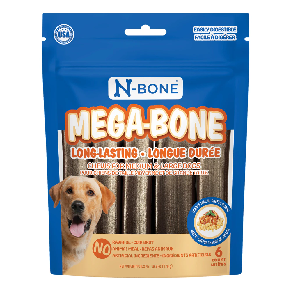 N-Bone MegaBone Dog Chew Natural Long-Lasting Mac N' Cheese -- 6 Bones