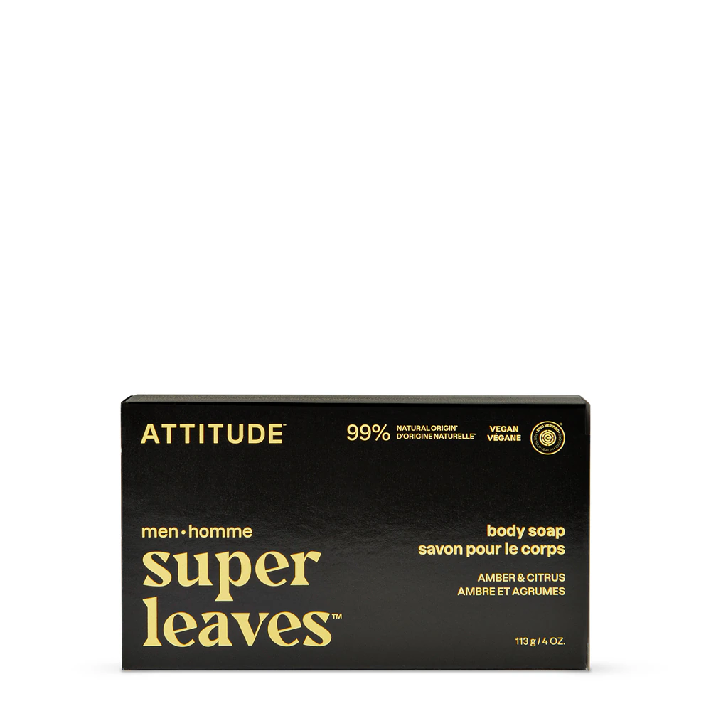 Attitude Super Leaves Men Body Bar Soap Amber & Citrus -- 3 oz