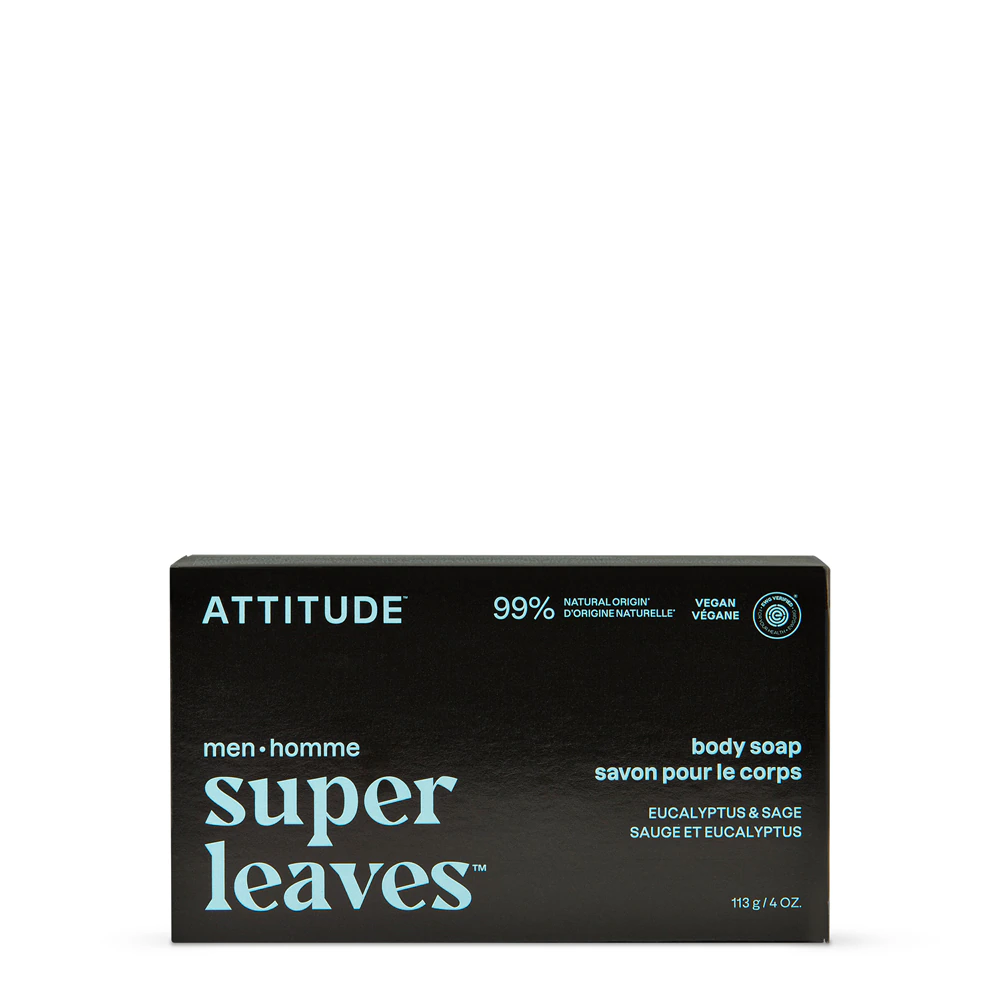 Attitude Super Leaves Men Body Bar Soap Eucalyptus & Sage -- 3 oz