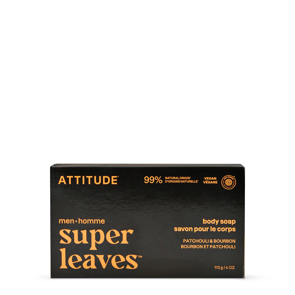 Attitude Super Leaves Men Body Bar Soap Patchouli & Bourbon -- 3 oz