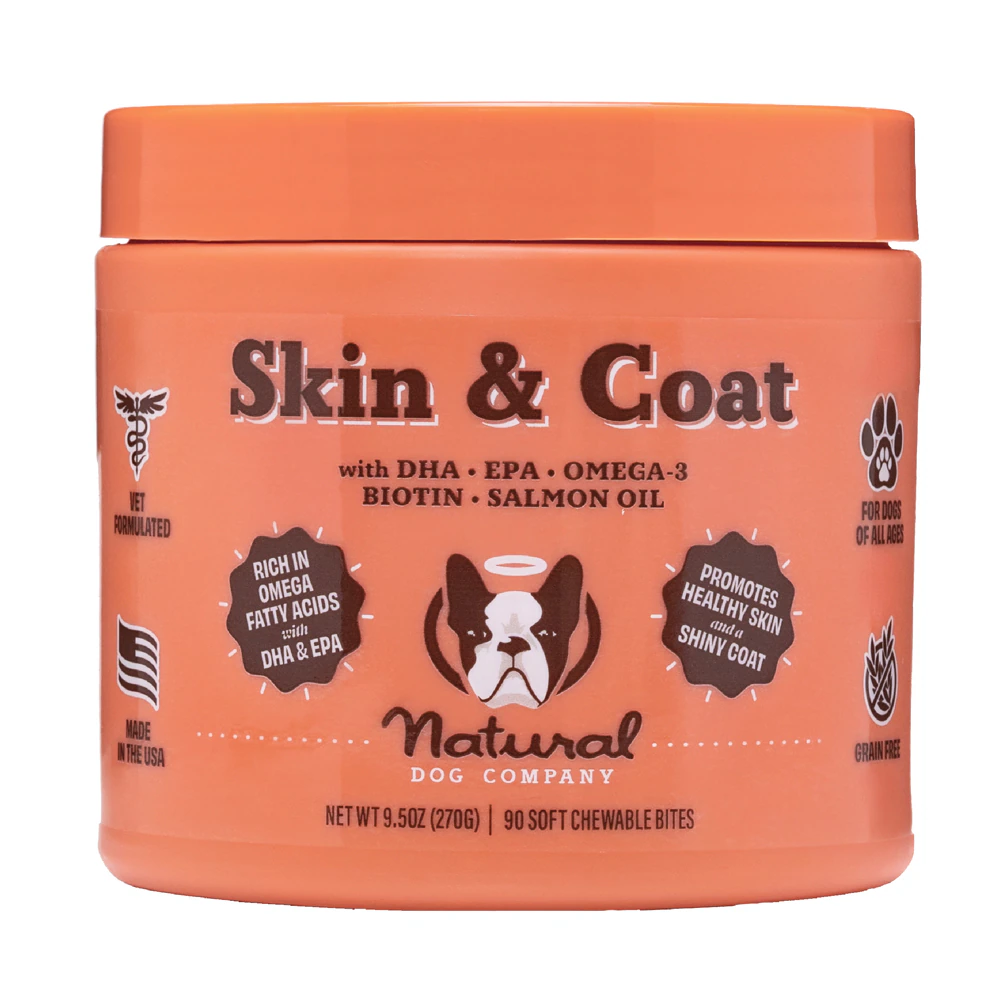 Natural Dog Company Skin and Coat Supplements For Dogs -- 90 Soft Chews