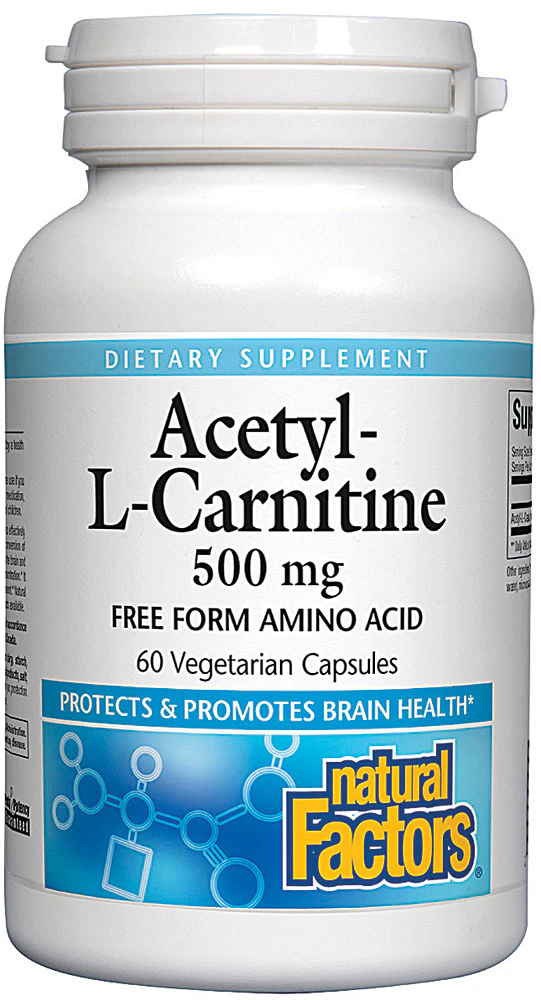 Natural Factors Acetyl-L-Carnitine -- 500 mg - 60 Vegetarian Capsules