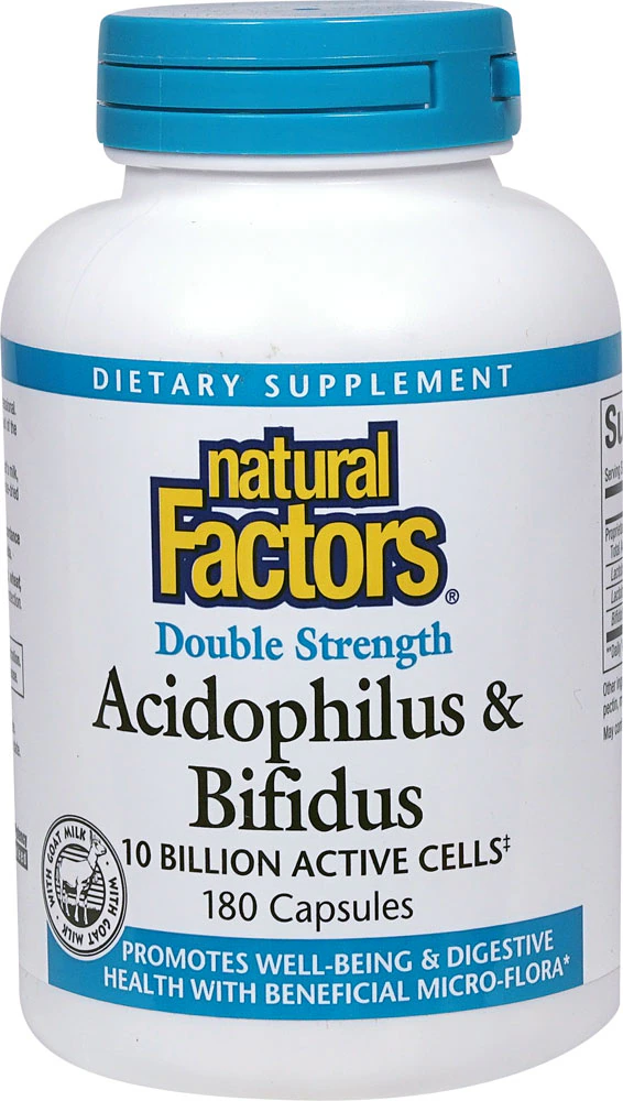 Natural Factors Acidophilus & Bifidus -- 10 billion cells - 180 Capsules