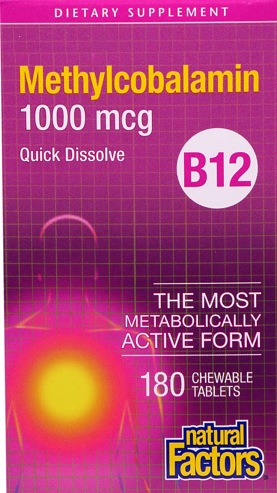 Natural Factors B12 Methylcobalamin -- 1000 mcg - 180 Chewable Tablets