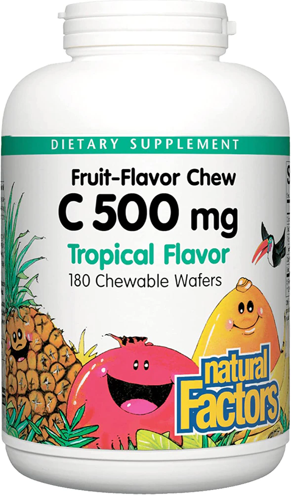 Natural Factors C-500 mg Tropical -- 500 mg - 180 Chewable Wafers