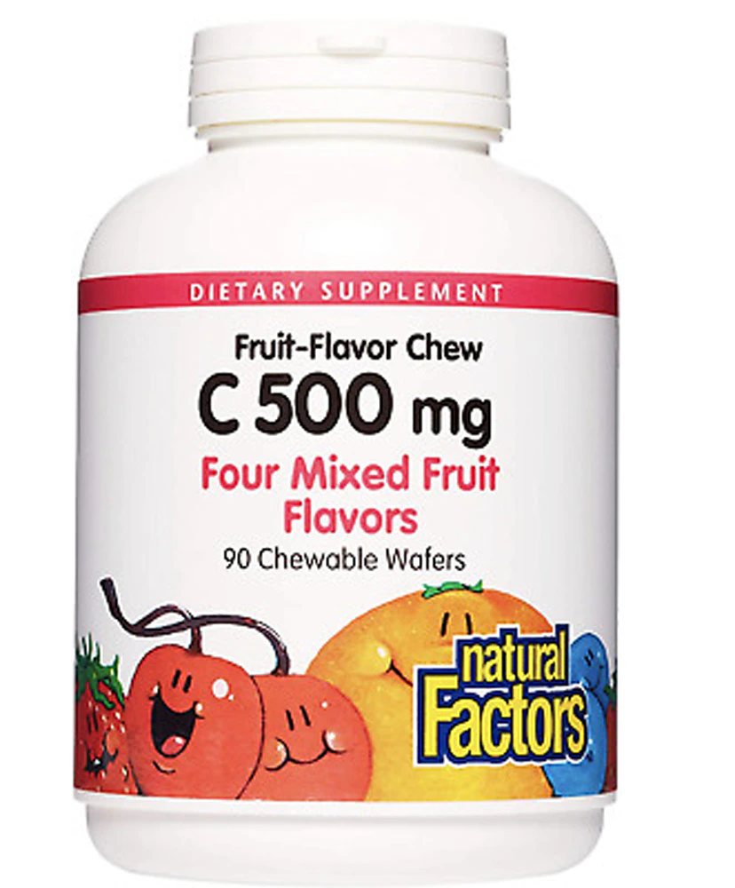 Natural Factors Fruit-Flavor Chew C Mixed Fruit -- 500 mg - 90 Chewable Wafers