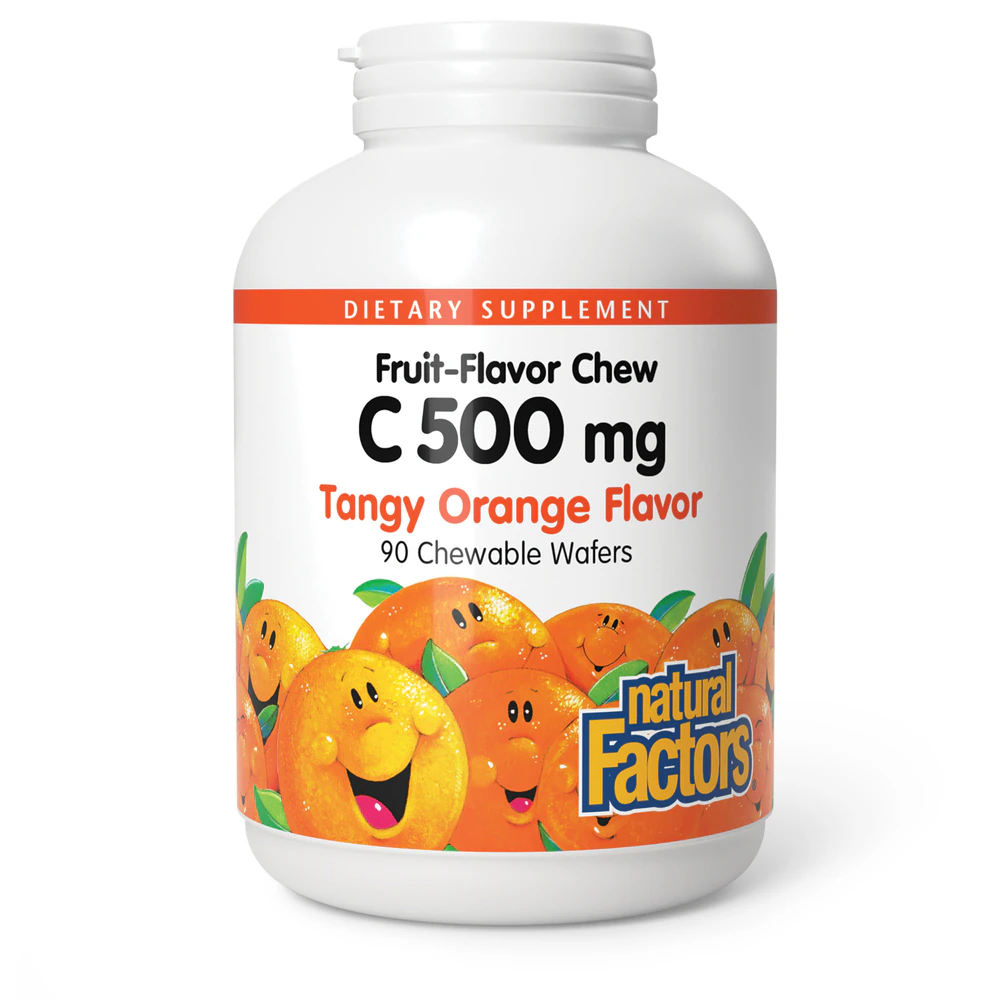 Natural Factors Fruit-Flavor Chew C Tangy Orange -- 500 mg - 90 Chewable Wafers