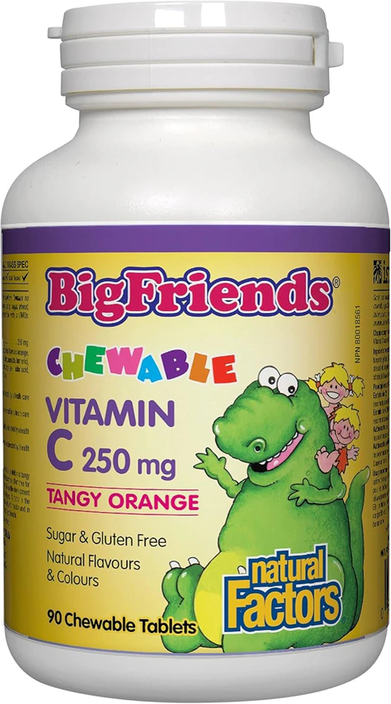 Natural Factors Kids Big Friends Vitamin C Tangy Orange -- 250 mg - 90 Chewable Tablets