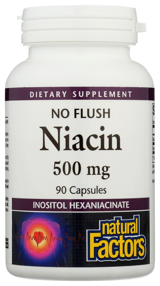 Natural Factors No Flush Niacin -- 500 mg - 90 Capsules