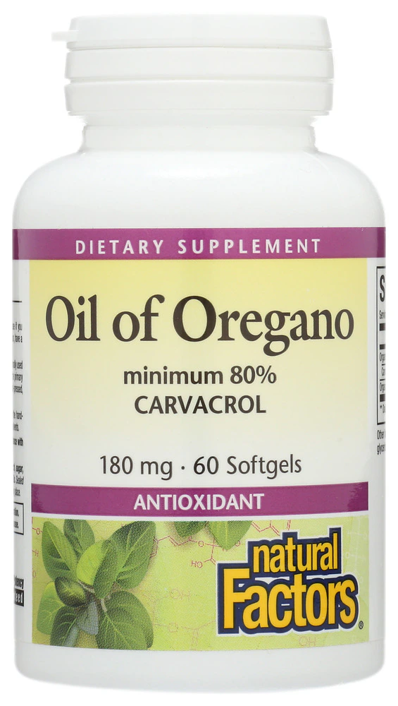 Natural Factors Oil of Oregano -- 180 mg - 60 Softgels