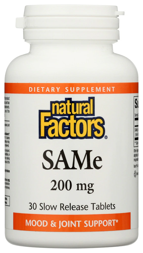 Natural Factors SAMe -- 200 mg - 30 Enteric Coated Tablets