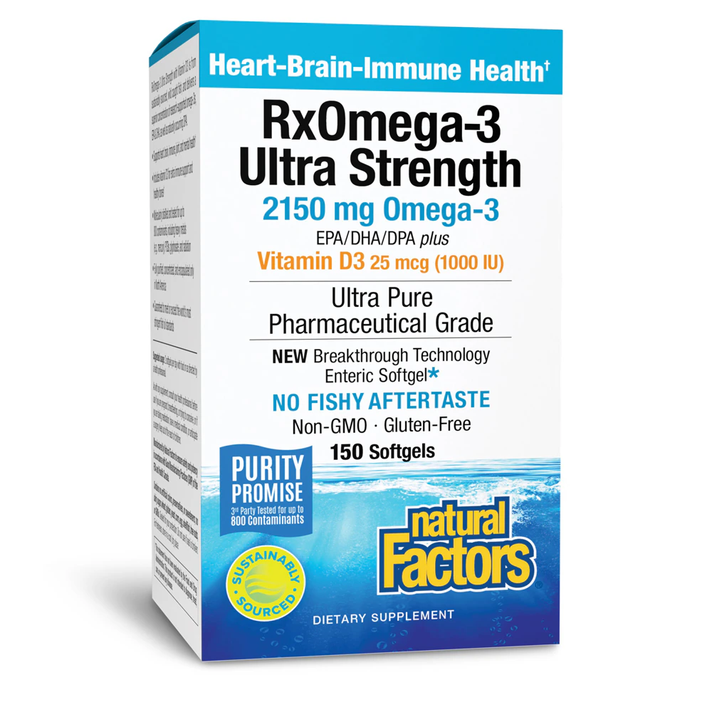Natural Factors Ultra Strength RxOmega-3 with Vitamin D3 -- 150 Softgels