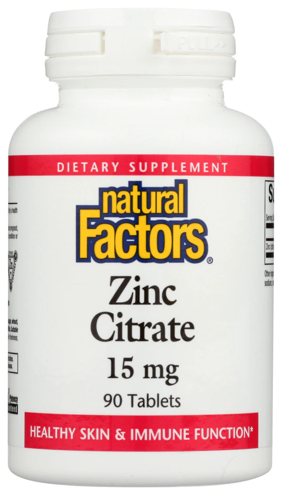 Natural Factors Zinc Citrate -- 15 mg - 90 Tablets