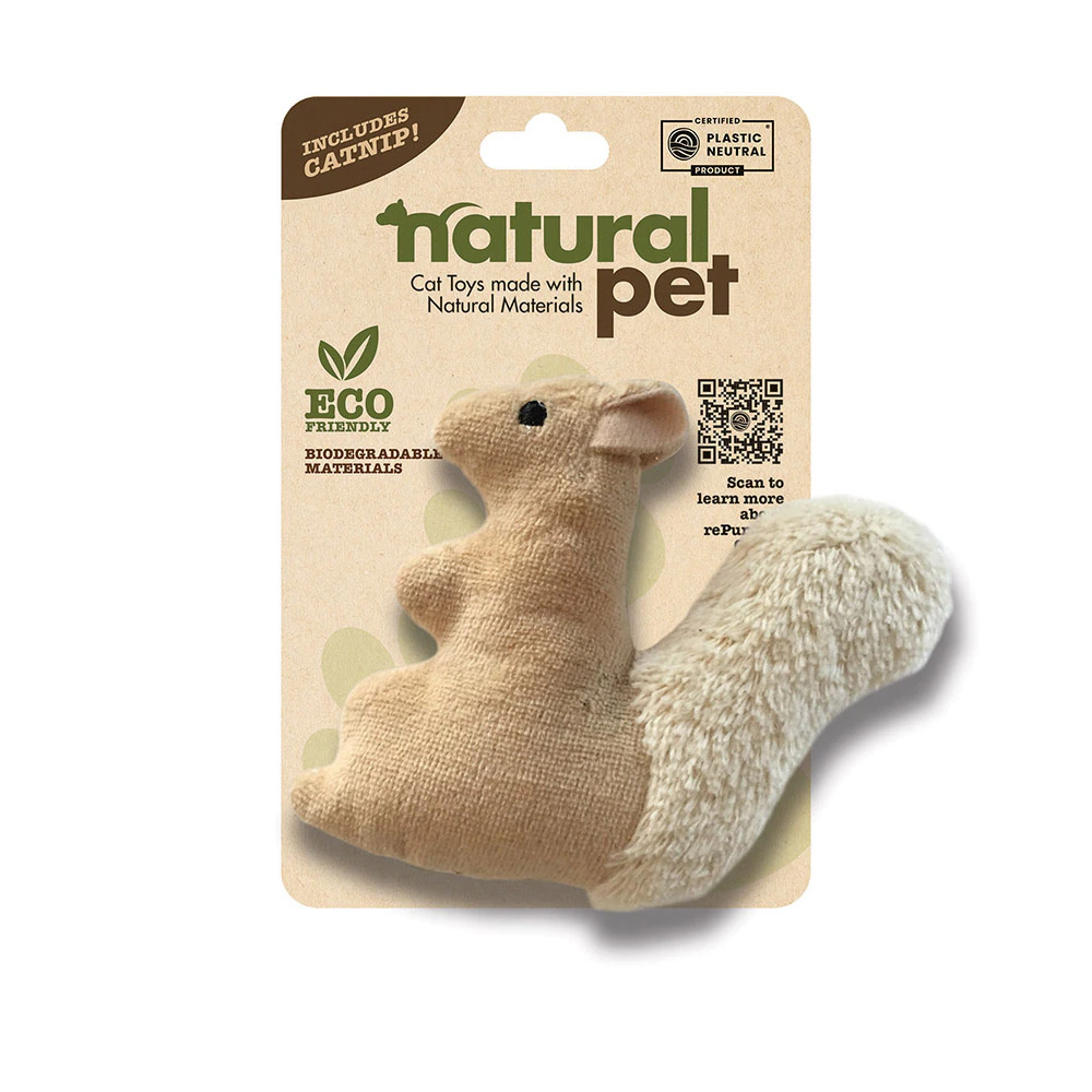 Natural Pet Eco-Friendly Plush Squirrel Catnip Cat Toy -- 1 Toy