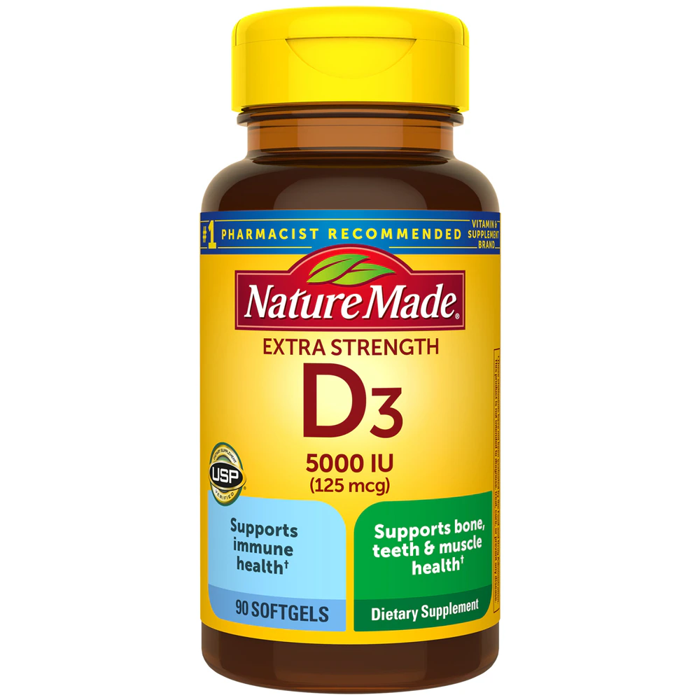 Nature Made 125 mcg Vitamin D3 Liquid Softgels -- 5000 IU - 90 Liquid Softgels