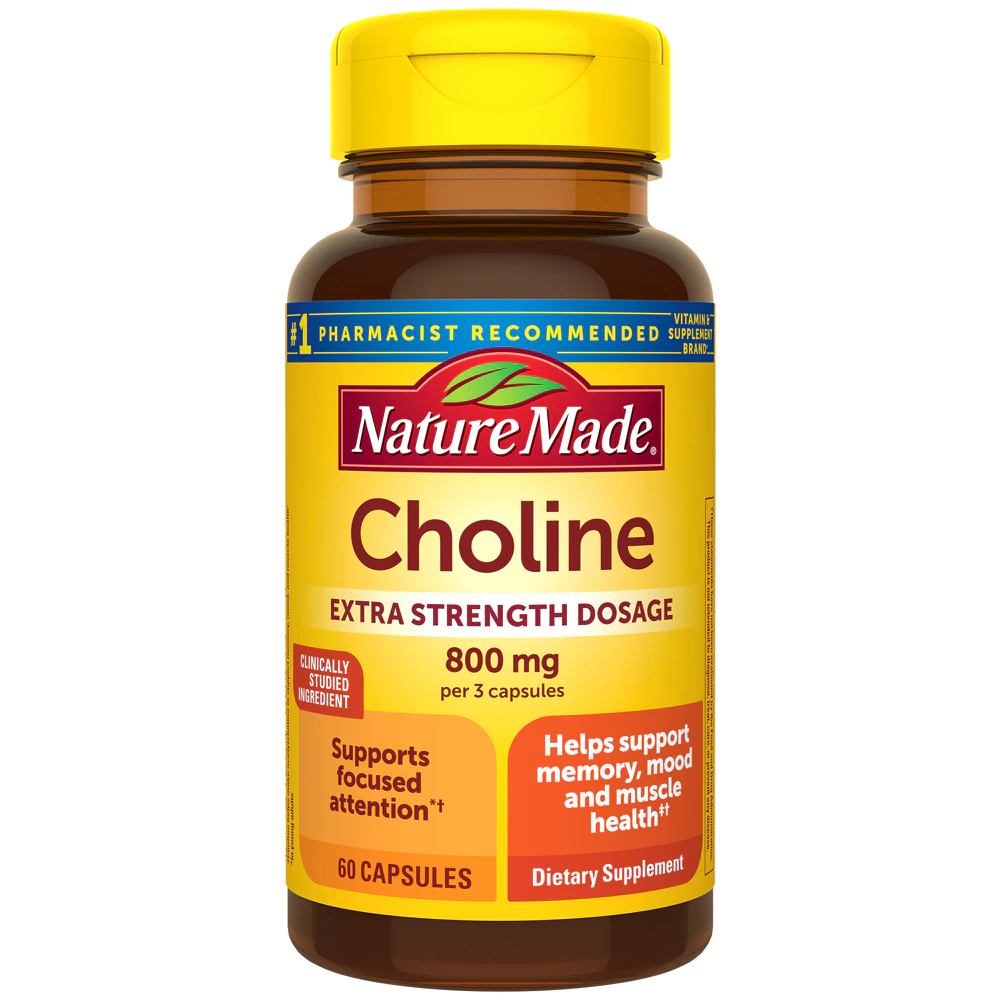 Nature Made Choline -- 800 mg per 3 capsules - 60 Capsules