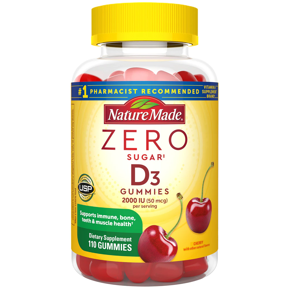 Nature Made Zero Sugar D Gummies -- 2000 IU (50 mcg) - 110 Gummies