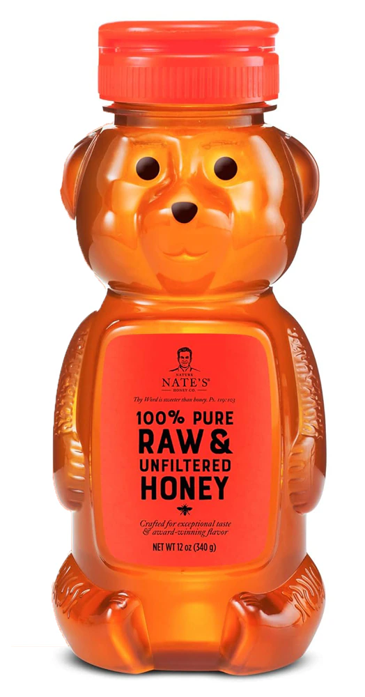Nature Nate's 100% Pure Raw & Unfiltered Honey Bear -- 12 oz