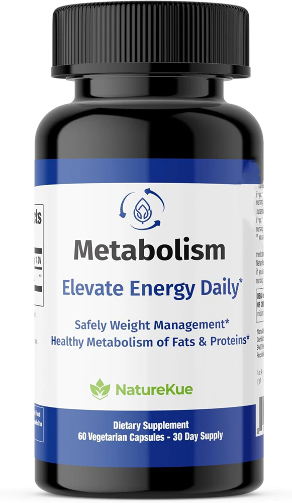 NatureKue Metabolism Natural Weight Management & Energy Support with Immune & Digestive Health -- 60 Vegetarian Capsules