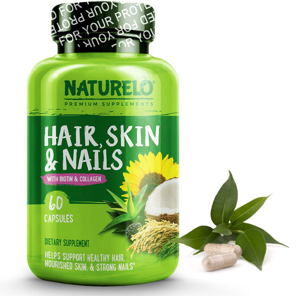 NATURELO Hair Skin & Nails with Biotin & Collagen -- 60 Capsules