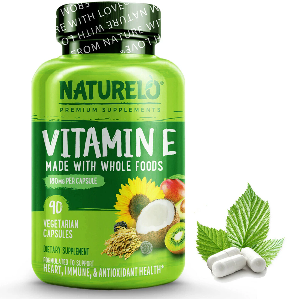 NATURELO Vitamin E Made With Whole Foods -- 180 mg - 90 Vegetarian Capsules