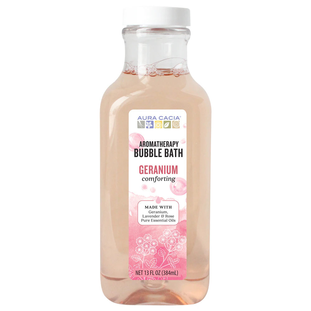 Aura Cacia Aromatherapy Bubble Bath Comforting Geranium -- 13 fl oz