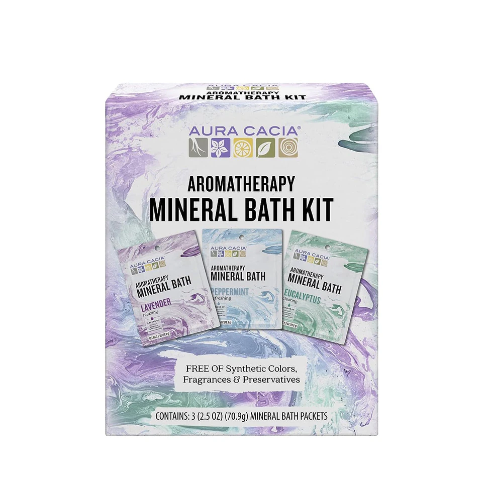 Aura Cacia Aromatherapy Mineral Bath Kit 3 Packets -- 2.5 oz