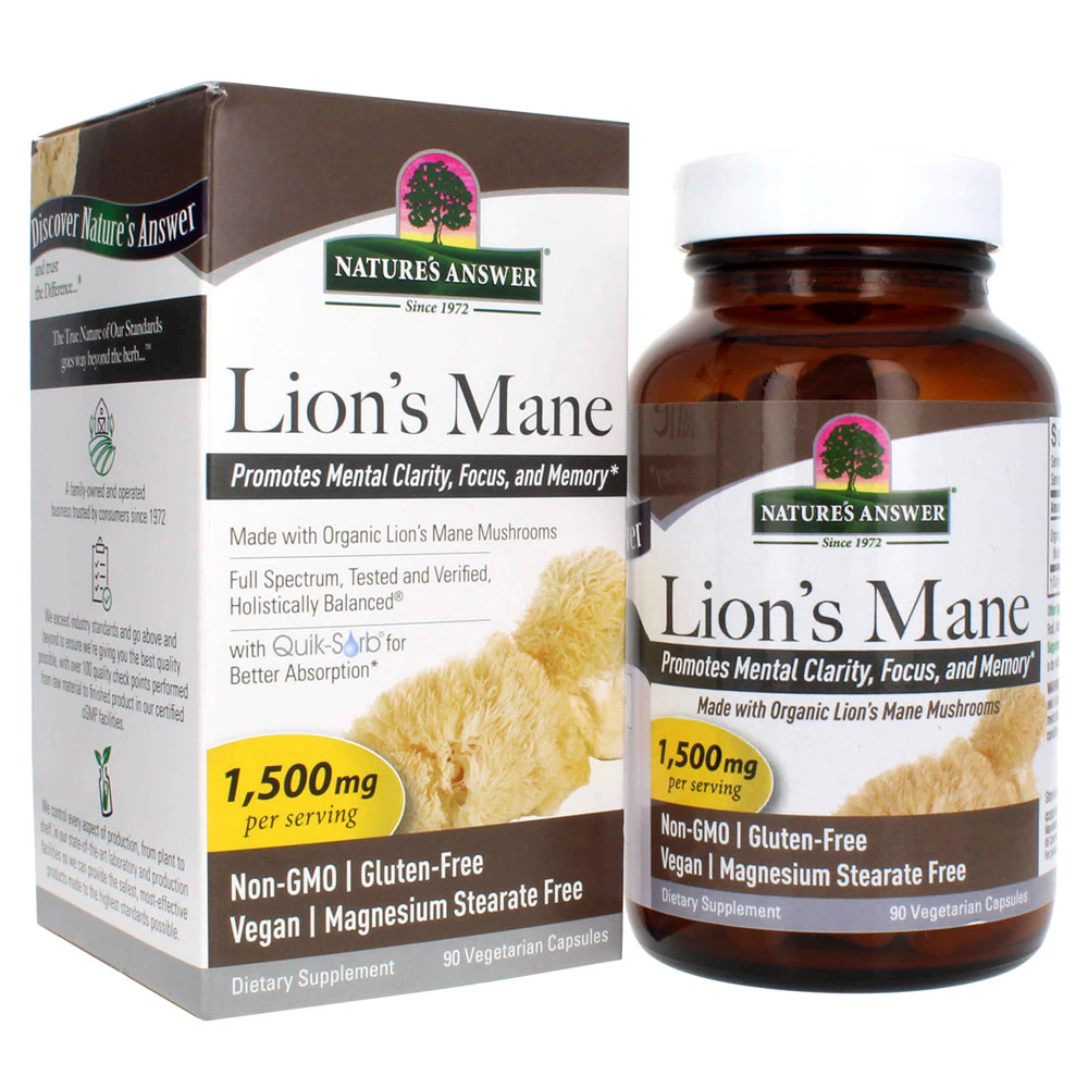 Nature's Answer Lion's Mane -- 1500 mg - 90 Vegetarian Capsules