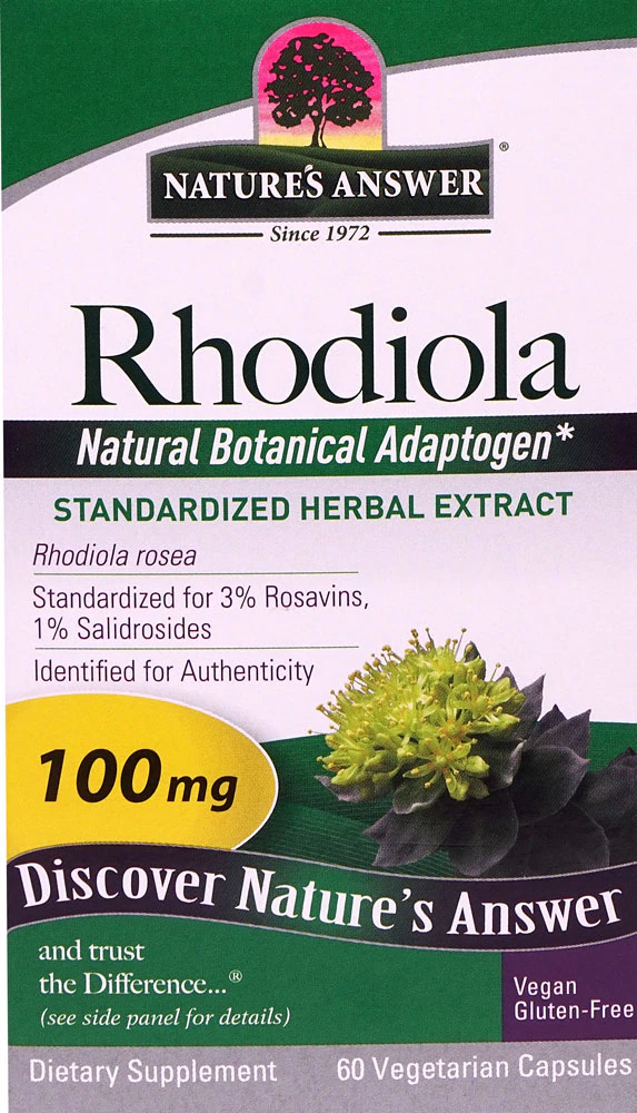Nature's Answer Rhodiola Standardized Herbal Extract -- 100 mg - 60 Vegetarian Capsules