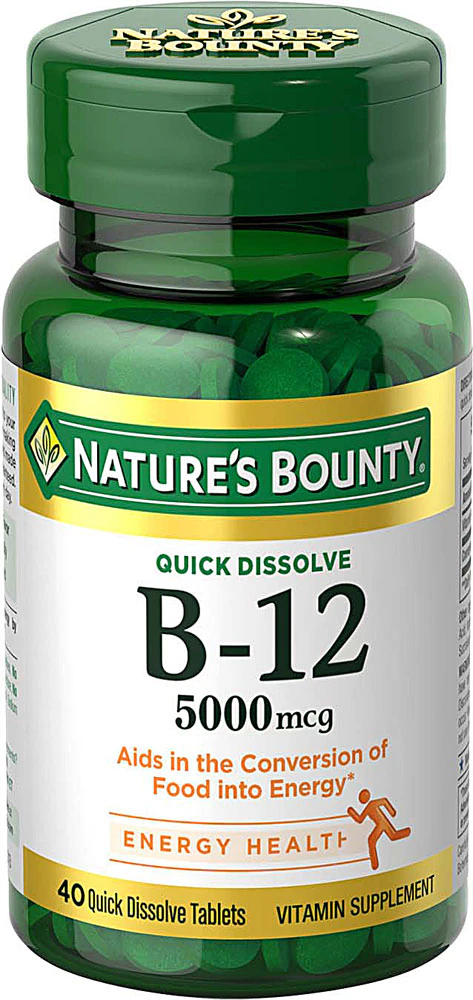 Nature's Bounty B-12 Natural Cherry -- 5000 mcg - 40 Quick Dissolve Tablets