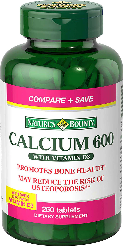 Nature's Bounty Calcium 600 with Vitamin D3 -- 250 Tablets