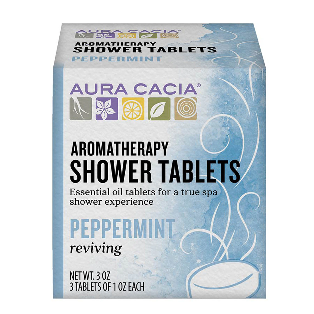 Aura Cacia Aromatherapy Shower Tablets Reviving Peppermint -- 3 Tablets