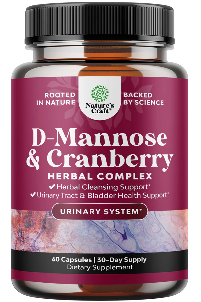 Nature's Craft D Mannose With Cranberry Supplement -- 1000 mg - 60 Capsules