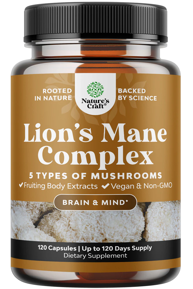 Nature's Craft Lion's Mane Complex - 5 Types of Mushroom -- 120 Capsules