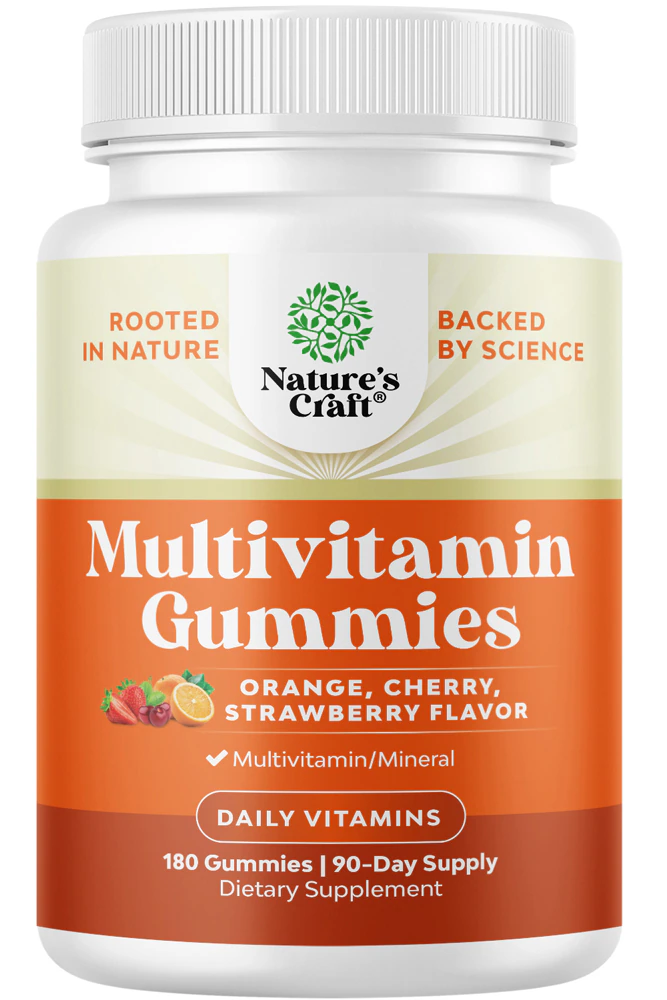 Nature's Craft Multivitamin Gummies Orange Cherry Strawberry -- 180 Gummies