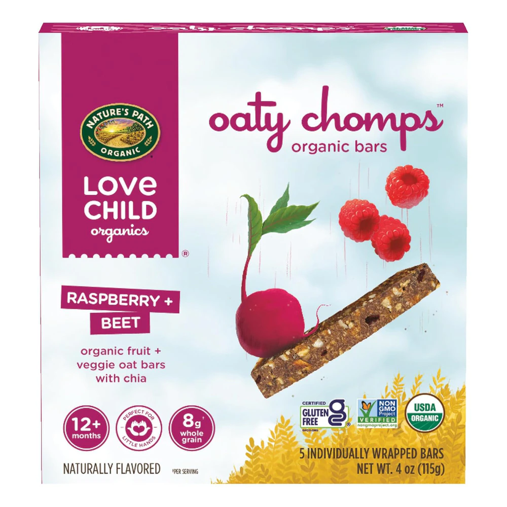 Nature's Path Organic Love Child Oaty Chomps Snack Bar Raspberry + Beet -- 5 Bars