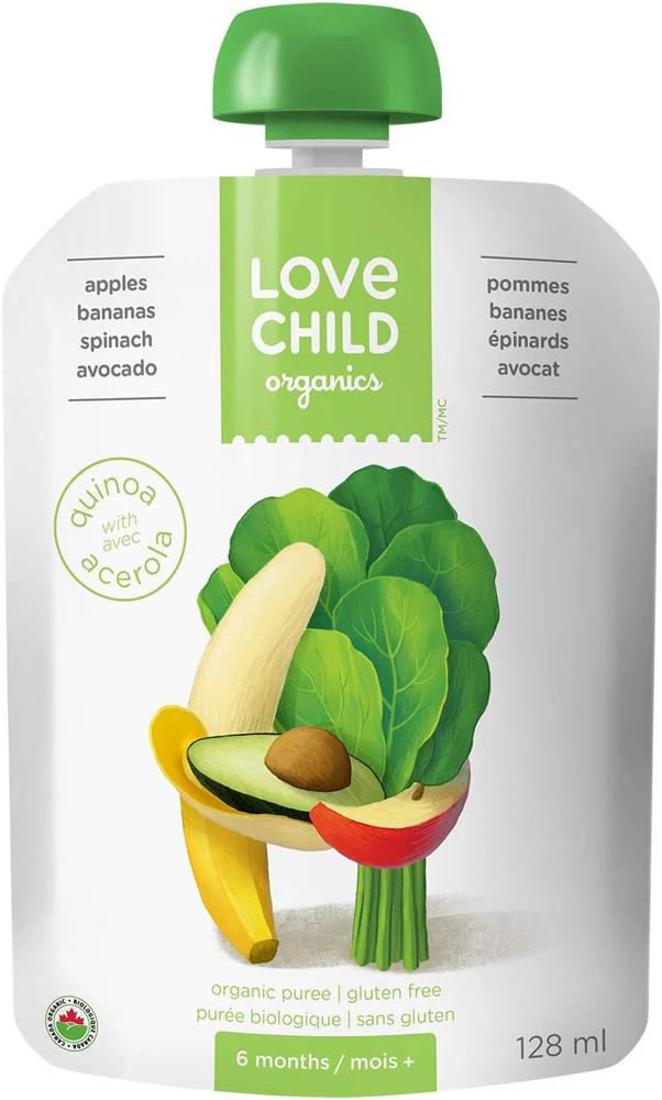 Nature's Path Organic Love Child Superblends Baby Puree Apples Bananas Spinach Avocado -- 4 oz
