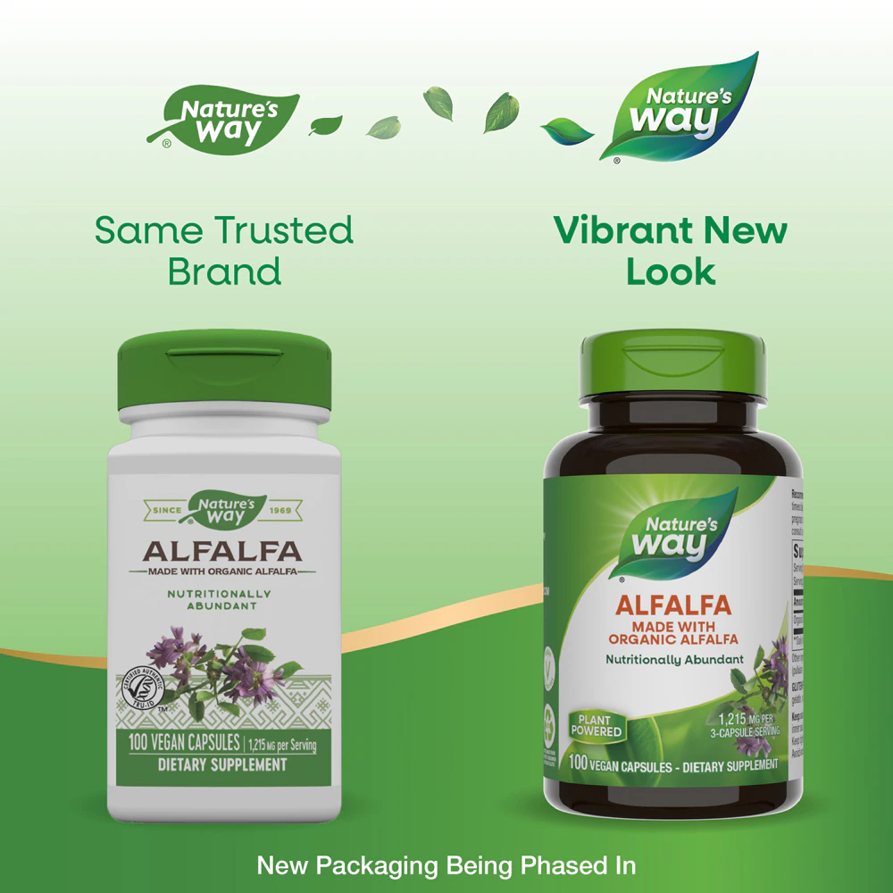 Nature's Way Alfalfa - Made with Organic Alfalfa -- 1,215 mg Per 3-Capsule Serving - 100 Vegan Capsules