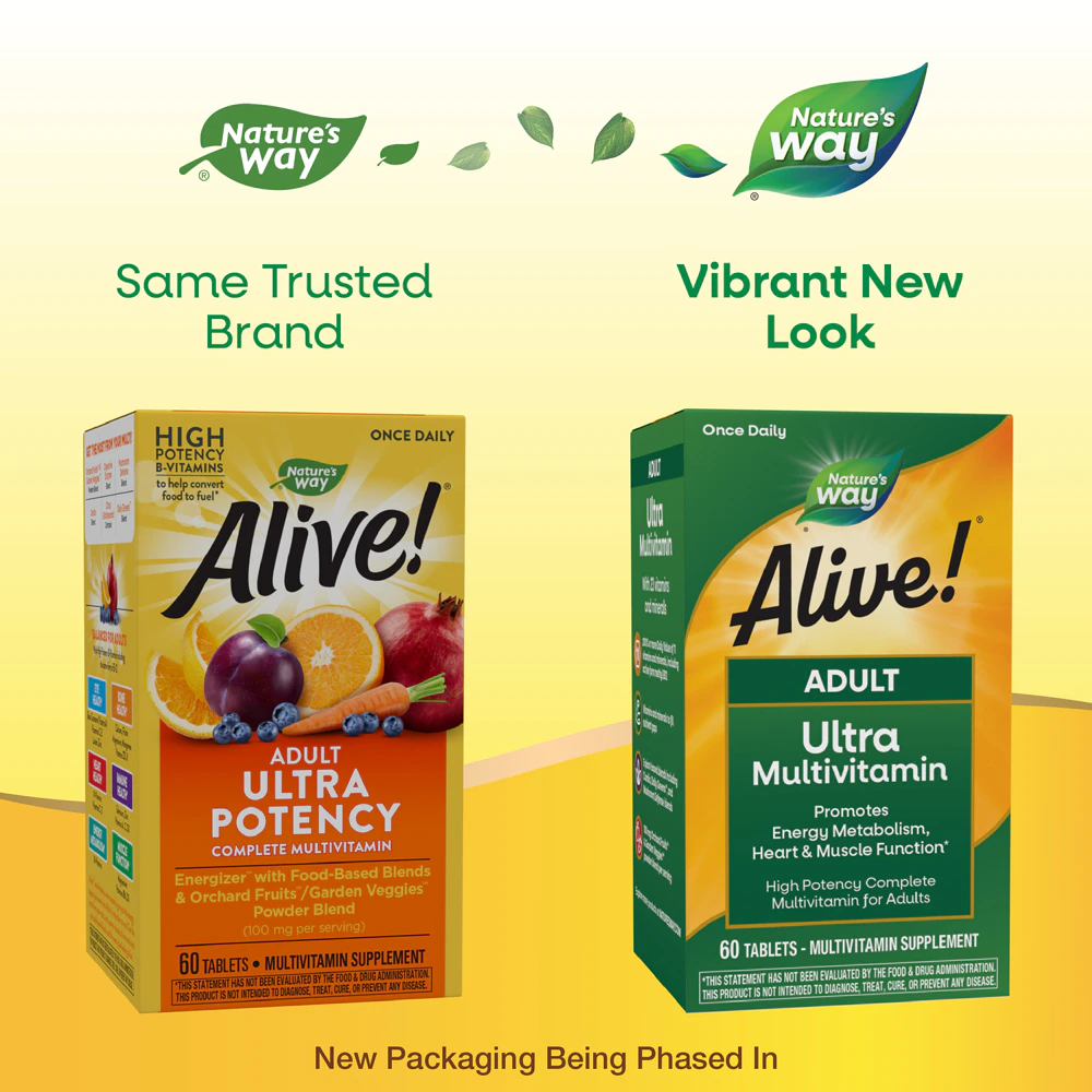 Nature's Way Alive! Adult Ultra Potency Complete Multivitamin - Vitamins C D B12 E -- 60 Tablets