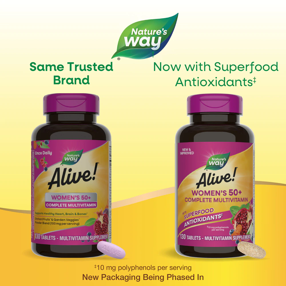 Nature's Way Alive! Women's 50+ Complete Multivitamin - Vitamins C-D3-B12-Magnesium -- 130 Tablets