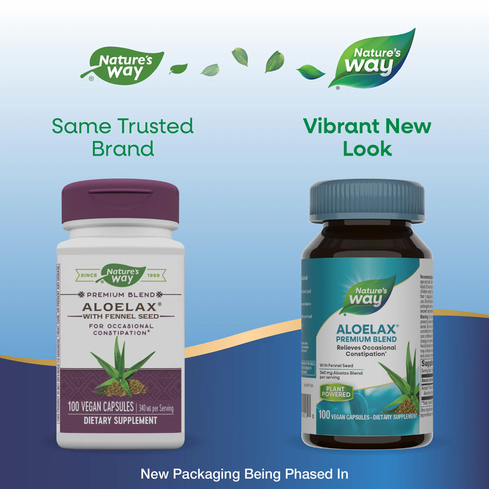 Nature's Way Aloelax Premium Blend - with Fennel Seed -- 340 mg Per Serving - 100 Vegan Capsules