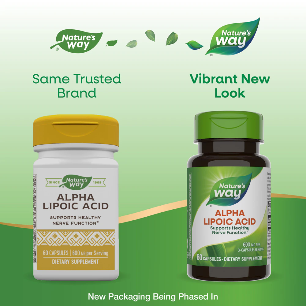 Nature's Way Alpha Lipoic Acid -- 600 mg per 3-Capsule Serving - 60 Capsules