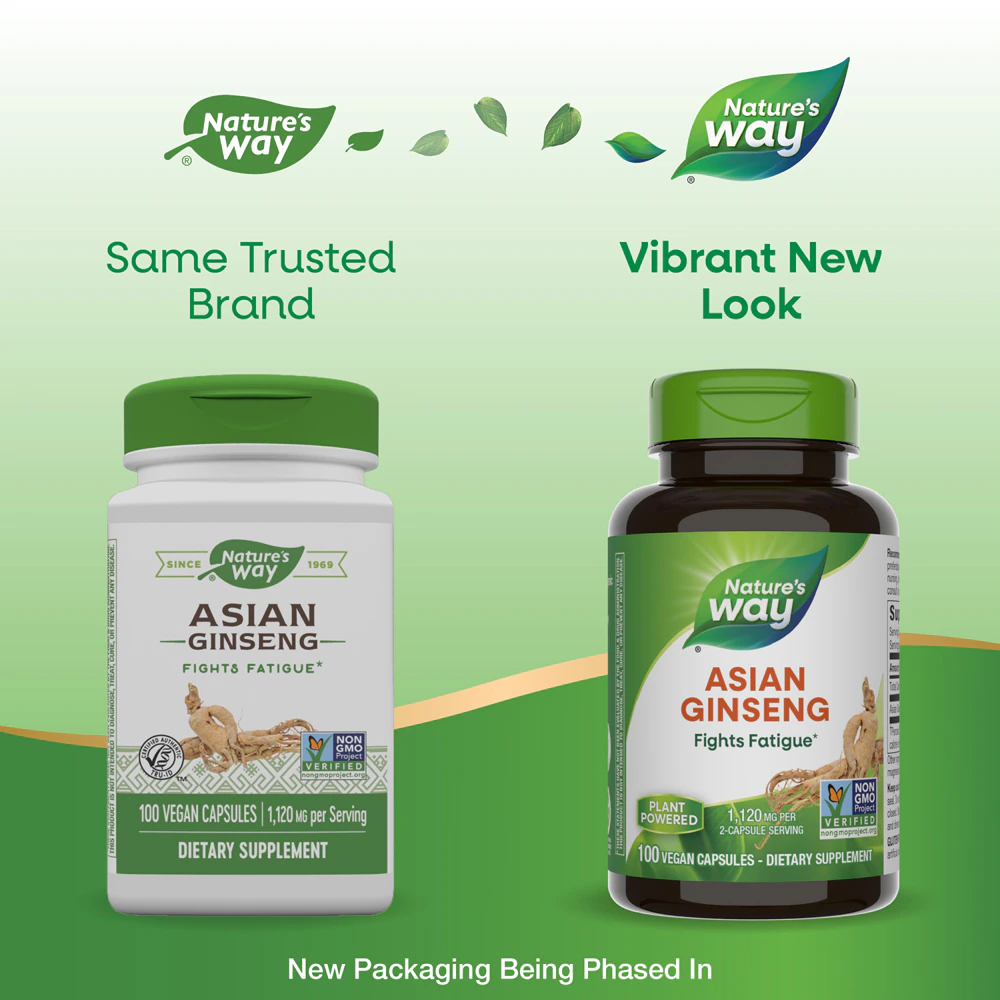 Nature's Way Asian Ginseng - Fights Fatigue -- 1,120 mg Per 2-Capsule Serving - 100 Vegan Capsules