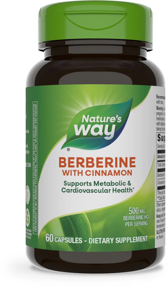 Nature's Way Berberine with Cinnamon -- 500 mg Berberine HCI per Serving - 60 Vegan Capsules