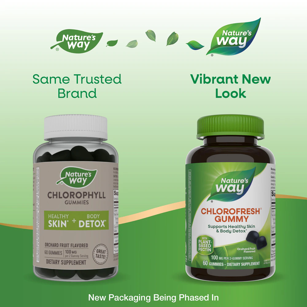 Nature's Way Chlorofresh Chlorophyll Gummies - Body Detox - Orchard Fruit Flavored -- 60 Gummies