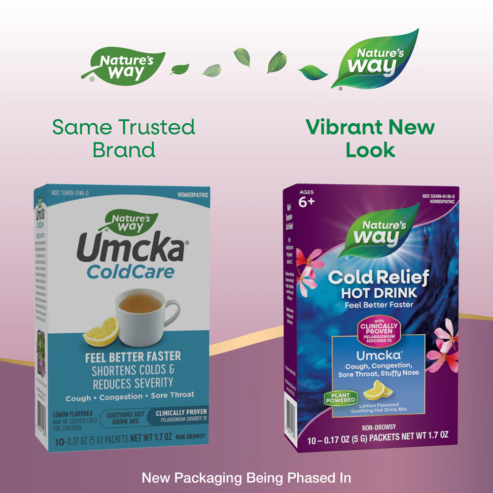 Nature's Way Cold Relief Hot Drink - Umcka - Homeopathic Lemon Flavored -- 10 Packets