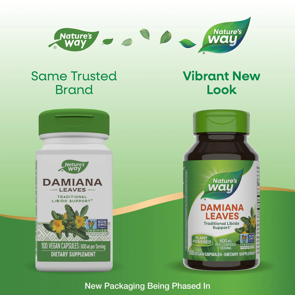 Nature's Way Damiana Leaves - 600 mg Per 2-Capsule Serving -- 100 Vegan Capsules