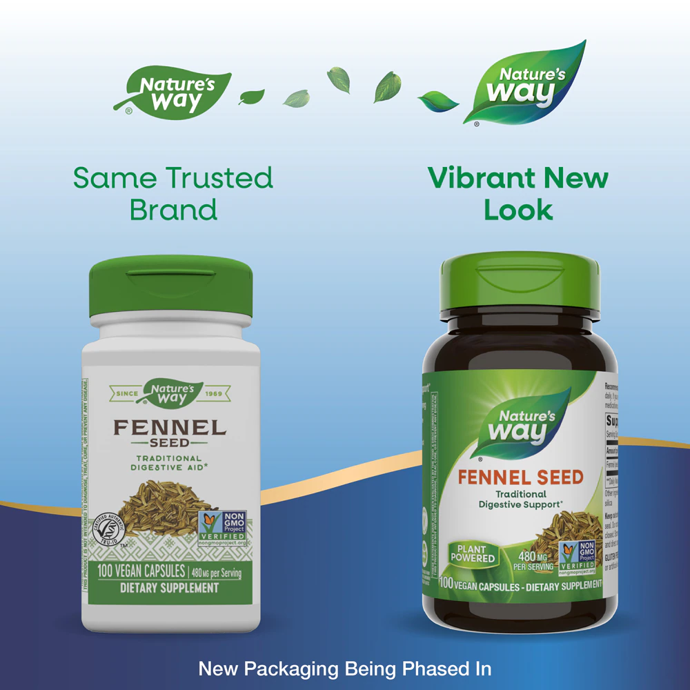 Nature's Way Fennel Seed - Traditional Digestive Aid Support -- 480 mg per serving - 100 Vegan Capsules